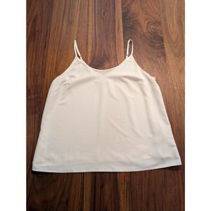 A New Day Women's White Chiffon V-Neck Flowy Camisole Tank Top Size Medium NWOT